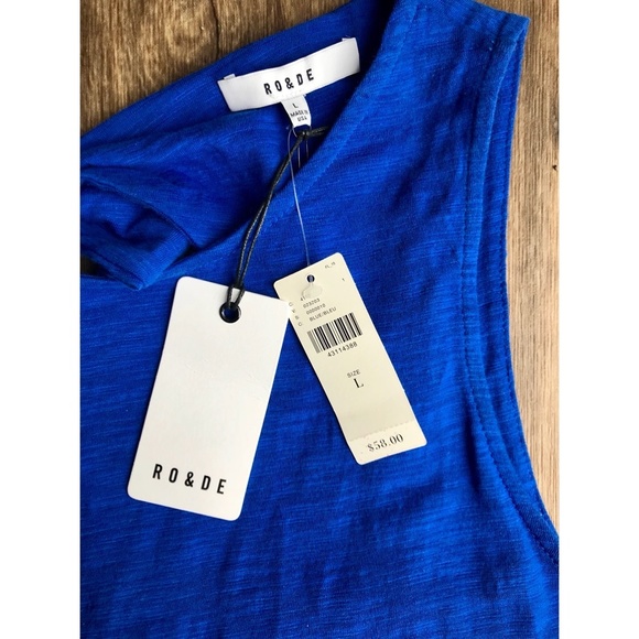 Anthropologie RO&DE Bow Back Blue Tank Size L - Picture 5 of 8